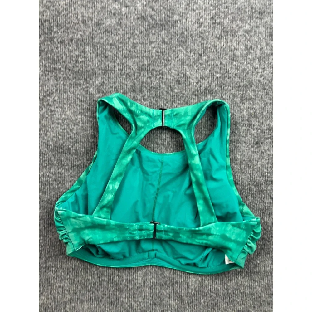 Athleta Bikini Top Womens 32D/DD Green Tie Dye High Neck Racerback Swim